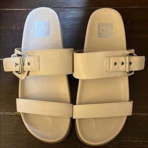 DV by Dolce Vita Cream Buckle Slide Sandals